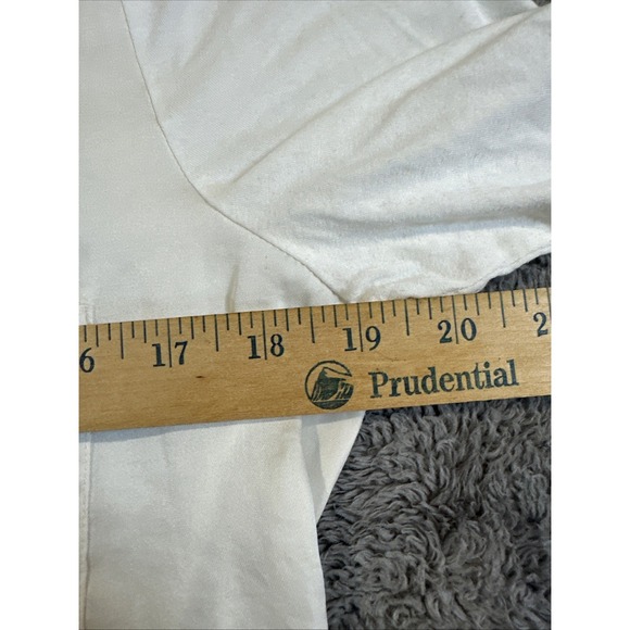 Vince Camuto White Blouse Zipper & Pocket Size M Long Roll Sleeve - Picture 7 of 9